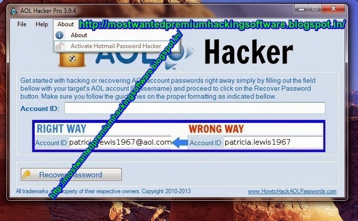 activation code for account hacker v3.9.9 free